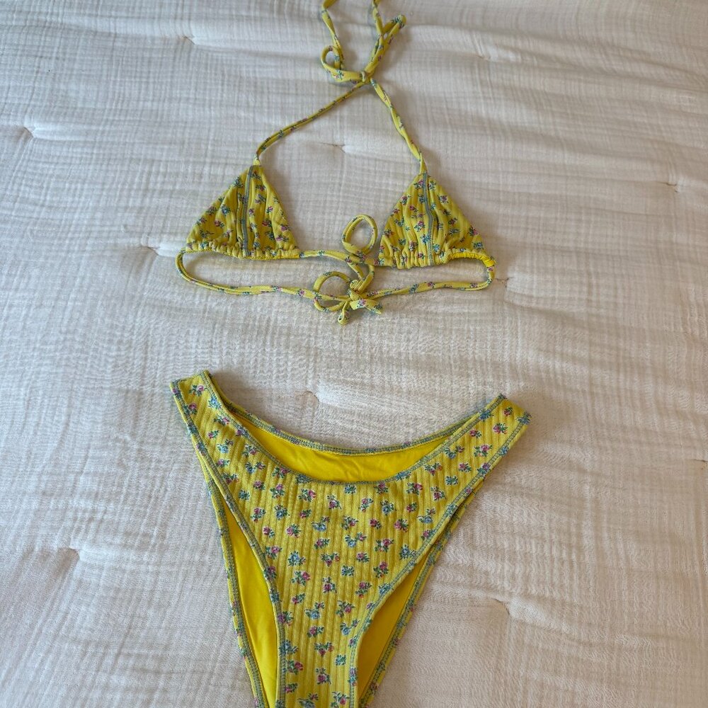 Frankie's Bikinis Pocketful of Posies bikini top and bottom set